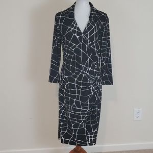 Jones New York black and white midi dress size 16
